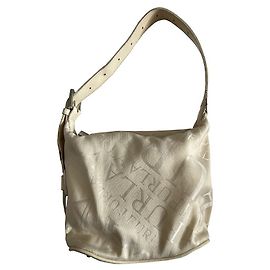 Furla Handtasche aus Logo Stoff und cremefarbenem Leder