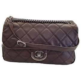 Borsa a tracolla Chanel Easy Flap pelle marrone