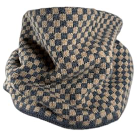 Max Mara Cachecol Snood Gingham de Cashmere Bege Cinza