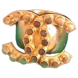 Chanel Logo Dots Breitband Ring Gold