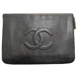 Chanel Document Holder Caviar Leather Black