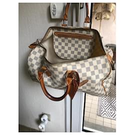 Borsa a mano Louis Vuitton Speedy in pelle bianca