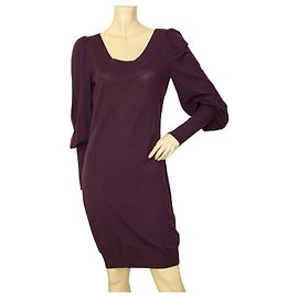Alexander McQueen Viola 100% Abito al ginocchio a maniche lunghe in maglia di lana