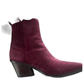 Botas de Cano Curto Sartore em Nubuck Vermelho Escuro