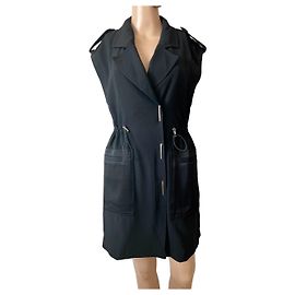 Karen Millen Utility Kleid aus Crêpe mit Satinrückseite Schwarz
