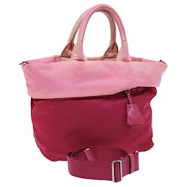 Borsa a mano Prada in nylon 2modo Rosa Auth bs9228