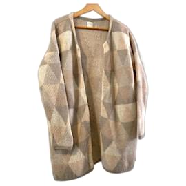 Des Petits Hauts Dina Strickjacke Rosa Grau Gold Lurex
