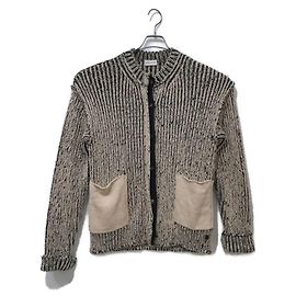 Cardigan Moncler in maglia a trecce beige