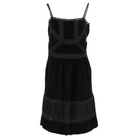 Vestido sin mangas con ribete de encaje Moschino en algodón negro