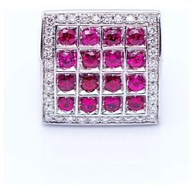 Autre Marque Weißgoldring mit Diamanten und Rubinen