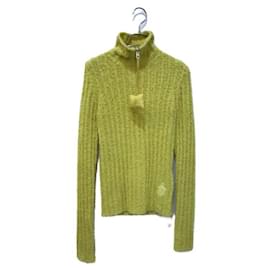 Moncler top de punto con media cremallera amarillo