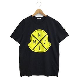 T-shirt grafica Moncler con logo nero e giallo cotone