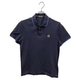 Polo Moncler Blu in Cotone