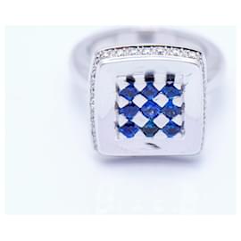 Weißgoldring mit Saphiren und Diamanten - Autre Marque