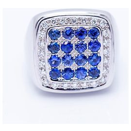 Autre Marque Goldring mit Diamanten und Saphiren