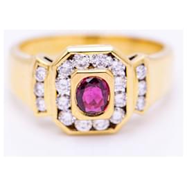 Autre Marque Anello con Diamanti e Rubino