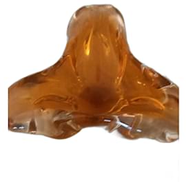 Murano Crystal Ashtray or Trinket Dish Orange - Autre Marque