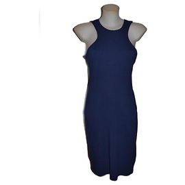 Vestido midi azul de viscosa Versace Jeans Couture