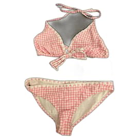 Autre Marque Beldona Zweiteiliger Badeanzug Gingham Print Rosa Weiß