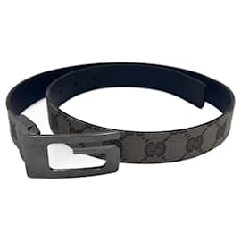 Gucci Dünner Gürtel aus Logo Canvas und Leder Beige