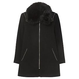 Abrigo Desigual Collin Negro con Bordado de Flores