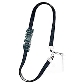 Collana girocollo Dior J'ADior in tessuto nero e smalto blu