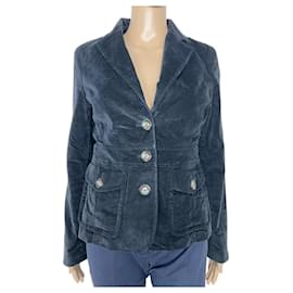 Massimo Dutti Samtblazer Navy Blau