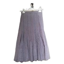 Falda Chloé de seda plisada crema y azul oscuro