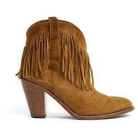 Botas vaqueras altas de ante camel UE39.5 Lucas Flecos - Saint Laurent