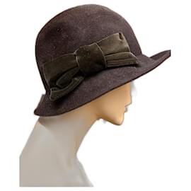House H.T.B Manufactur Filzhut Braun mit Samtschleife - Autre Marque