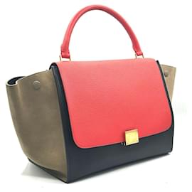 celine trapezio tricolore in pelle e pelle scamosciata - Céline