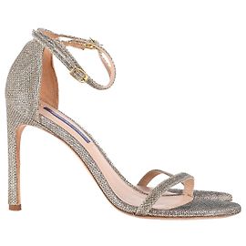 Stuart Weitzman FKK-Sandalen aus goldfarbenem Synthetikmaterial