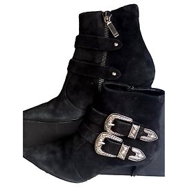 Stivaletti Saint Laurent Charlotte 55 Camoscio Nero