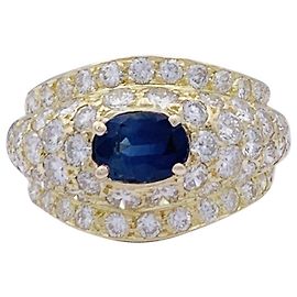 inconnue Anello in oro giallo, diamanti e zaffiro.