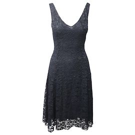 Vestido evasé de encaje Ralph Lauren en poliéster negro