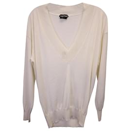 ABGELEHNT Tom Ford Feiner Pullover mit V-Ausschnitt aus beigem Kaschmir