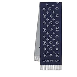 Sciarpa Louis Vuitton All About MNG Blu in Lana