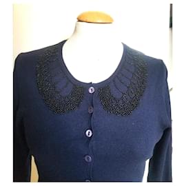 Parosh Kurzjacke Marineblau Baumwolle mit Perlen