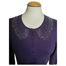 Parosh Kurze Jacke aus Seide und Kaschmir Dunkelviolett