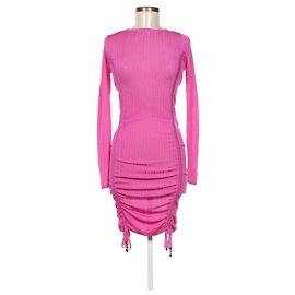 Vestido Karen Millen Curve de punto de canalé rosa fucsia