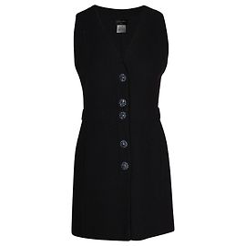 Chanel Boucle Minivestido sem mangas em lã preta
