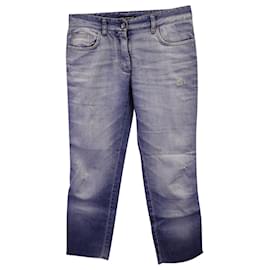 Dolce & Gabbana Vaqueros cortos desgastados con bordes sin rematar en denim de algodón azul