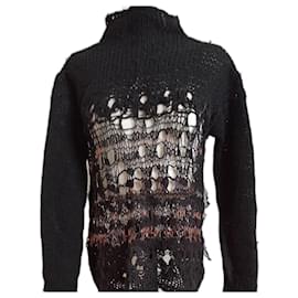 Dries Van Noten Wollpullover Schwarz