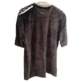 Fendi Velvet Effect T-shirt Black Cotton Monogram