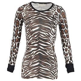 Stella Mc Cartney Stella McCartney Top ajustado de manga larga en algodón con estampado animal