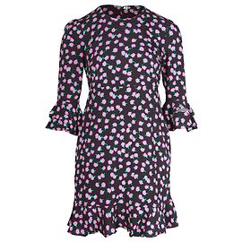 Diane Von Furstenberg Estampado floral 3/4 Minivestido con mangas en viscosa negra