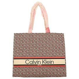 Calvin Klein Coral Grey Monogram Canvas Einkaufstasche Schultertasche Shopper, NEU