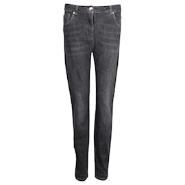Brunello Cucinelli Slim Tan Jeans aus dunkelblauer Baumwolle