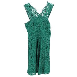 Sandro Paris Riviera Spitzen-Minikleid aus grünem Viskose