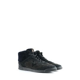 LOUIS VUITTON - Sneakers alte in camoscio e lana nera (T38)